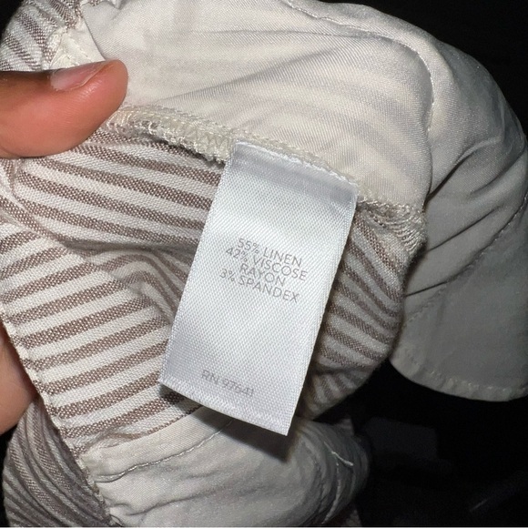 J. Jill Tan and White Striped Linen Blend Cropped Pants - Picture 6 of 9